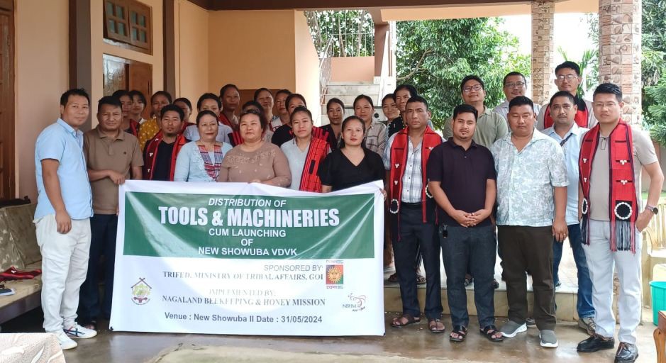 NBHM chairman Obed Quinker and others during the launching of New Showuba VDVK and distribution of tools and machineries on May 31.